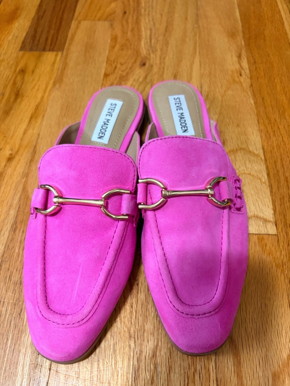 Steve Madden Hot Pink Suede Horsebit Backless Mules